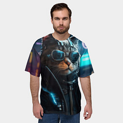Футболка оверсайз мужская Крутой кот от ai, цвет: 3D-принт — фото 2