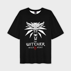 Футболка оверсайз мужская The Witcher белое лого гейм, цвет: 3D-принт