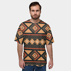 Футболка оверсайз мужская Этническая геометрия с ромбами - паттерн, цвет: 3D-принт — фото 2