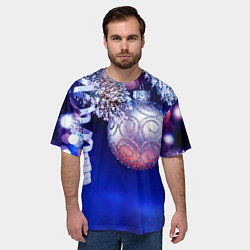 Футболка оверсайз мужская Новогодняя елка с шарами, цвет: 3D-принт — фото 2