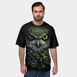 Футболка оверсайз мужская Зелено черная сова, цвет: 3D-принт — фото 2