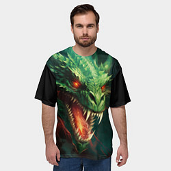 Футболка оверсайз мужская Древний злой зеленый дракон, цвет: 3D-принт — фото 2