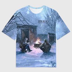 Футболка оверсайз мужская STALKER 2 новички на кордоне, цвет: 3D-принт