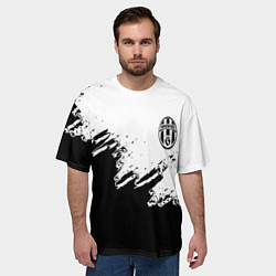 Футболка оверсайз мужская Juventus black sport texture, цвет: 3D-принт — фото 2
