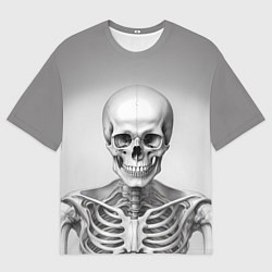 Футболка оверсайз мужская Скелет черно белый, цвет: 3D-принт