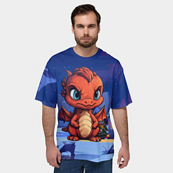 Футболка оверсайз мужская Забавный красный дракон 2024, цвет: 3D-принт — фото 2