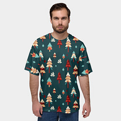 Футболка оверсайз мужская Треугольные ёлки, цвет: 3D-принт — фото 2