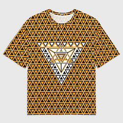 Футболка оверсайз мужская Жёлтые и чёрные треугольники, цвет: 3D-принт