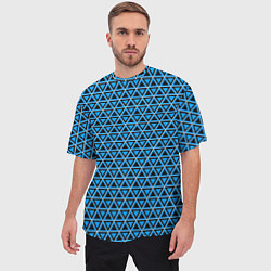 Футболка оверсайз мужская Синие и чёрные треугольники, цвет: 3D-принт — фото 2
