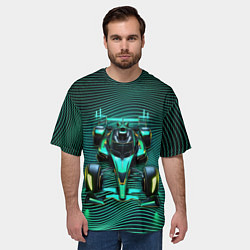 Футболка оверсайз мужская Болид на неоновых волнах, цвет: 3D-принт — фото 2