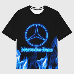 Мужская футболка оверсайз Mercedes-benz blue neon