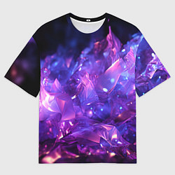 Футболка оверсайз мужская Синяя фиолетовая прозрачная абстракция, цвет: 3D-принт