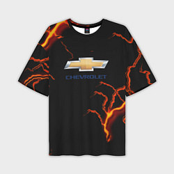 Футболка оверсайз мужская Chevrolet лого шторм, цвет: 3D-принт