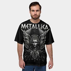 Футболка оверсайз мужская Металлика на фоне ангела, цвет: 3D-принт — фото 2