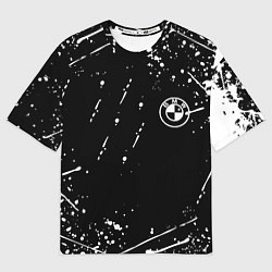 Футболка оверсайз мужская BMW белые краски про спорт, цвет: 3D-принт