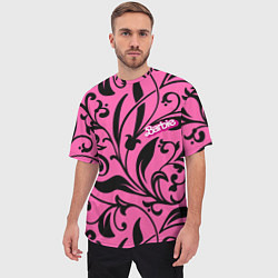 Футболка оверсайз мужская Barbie - floral pattern, цвет: 3D-принт — фото 2