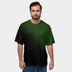 Футболка оверсайз мужская Неоновые соты чёрный, цвет: 3D-принт — фото 2