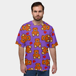 Футболка оверсайз мужская Игрушечные мишки и сердца, цвет: 3D-принт — фото 2