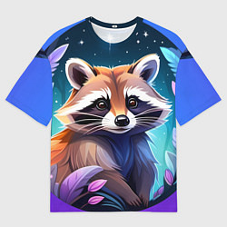 Футболка оверсайз мужская Енот мультяшный красочный, цвет: 3D-принт