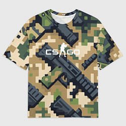 Мужская футболка оверсайз Counter Strike - pixel military pattern