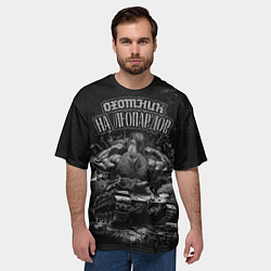 Футболка оверсайз мужская Охотник на леопардов с танком леопард, цвет: 3D-принт — фото 2