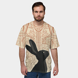 Футболка оверсайз мужская Чёрный кролик с узорами, цвет: 3D-принт — фото 2