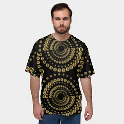 Футболка оверсайз мужская Золотой Биткоин на черном, цвет: 3D-принт — фото 2