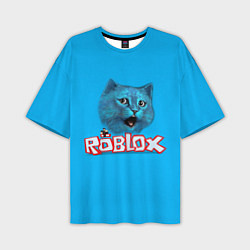 Футболка оверсайз мужская Roblox синий кот, цвет: 3D-принт