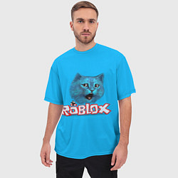 Футболка оверсайз мужская Roblox синий кот, цвет: 3D-принт — фото 2