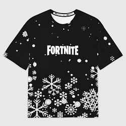 Футболка оверсайз мужская Fortnite новый год паттерн, цвет: 3D-принт