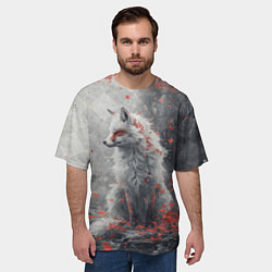 Футболка оверсайз мужская Осенний лис, цвет: 3D-принт — фото 2