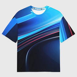 Футболка оверсайз мужская Синяя и черная абстракция геометрическая, цвет: 3D-принт