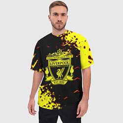 Футболка оверсайз мужская Liverpool жёлтые краски текстура, цвет: 3D-принт — фото 2