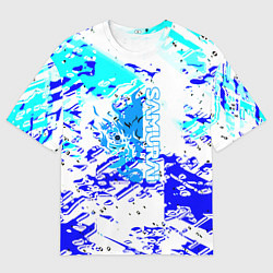 Футболка оверсайз мужская Samurai cyberpunk краски, цвет: 3D-принт