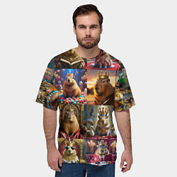 Футболка оверсайз мужская Коллаж капибара король в короне, цвет: 3D-принт — фото 2