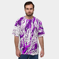 Футболка оверсайз мужская Белый и розовый узор, цвет: 3D-принт — фото 2