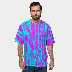 Футболка оверсайз мужская Абстрактные полосы неоновый, цвет: 3D-принт — фото 2