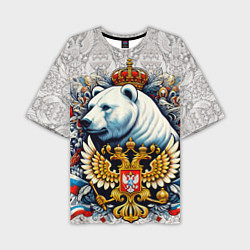 Футболка оверсайз мужская Белый медведь с короной, цвет: 3D-принт
