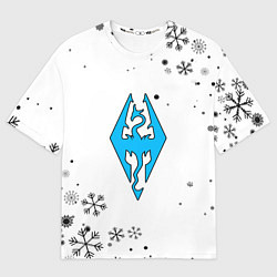 Футболка оверсайз мужская Skyrim logo winter, цвет: 3D-принт