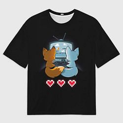Футболка оверсайз мужская Лисья геймерская любовь, цвет: 3D-принт