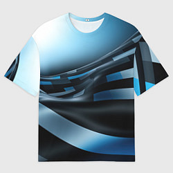 Футболка оверсайз мужская Черно-синий абстрактный спортивный стиль, цвет: 3D-принт