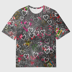 Футболка оверсайз мужская Серое сердце, цвет: 3D-принт