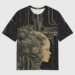 Футболка оверсайз мужская Киборг с женским лицом, цвет: 3D-принт