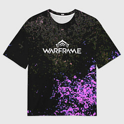 Футболка оверсайз мужская Warframe брызги неоновых красок, цвет: 3D-принт