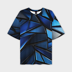 Футболка оверсайз мужская Синие объемные геометрические объекты, цвет: 3D-принт