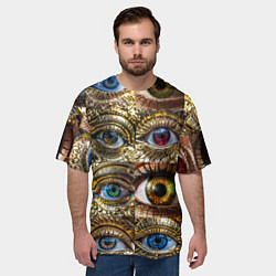 Футболка оверсайз мужская Металлические глаза в стиле стимпанк, цвет: 3D-принт — фото 2