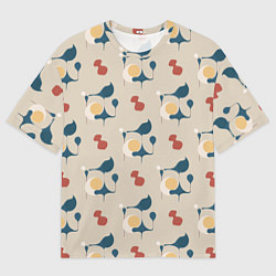 Мужская футболка оверсайз Круг абстракция и линии