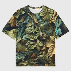 Футболка оверсайз мужская Реалистичный камуфляж из листьев, цвет: 3D-принт