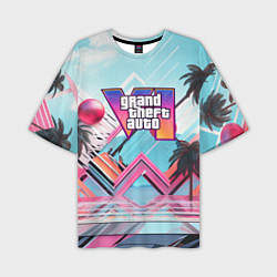 Футболка оверсайз мужская Gta 6 логотип в стиле vice city, цвет: 3D-принт
