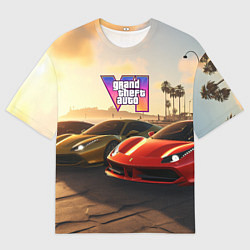 Футболка оверсайз мужская ГТА6 автопарк, цвет: 3D-принт